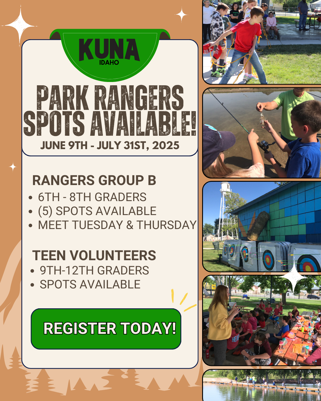 Flyer for Park Rangers spot availability. 